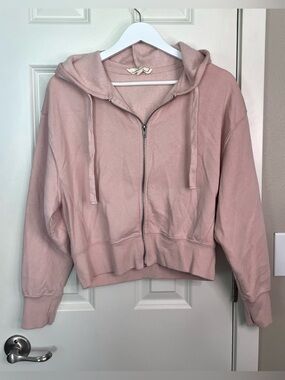 Hippie Rose Zip-Up Hoodie in Dusty Rose